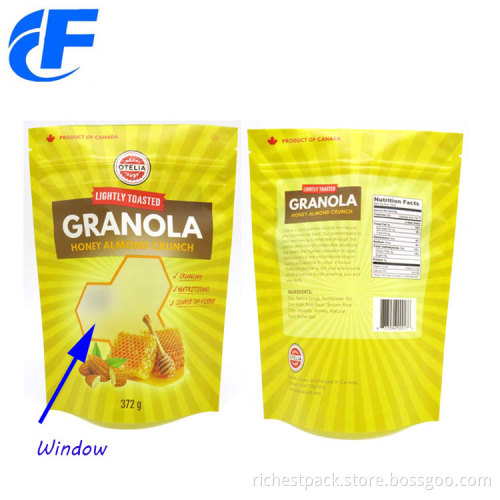 Granola Packaging Zipper Digital Printed Stand Up Pouches